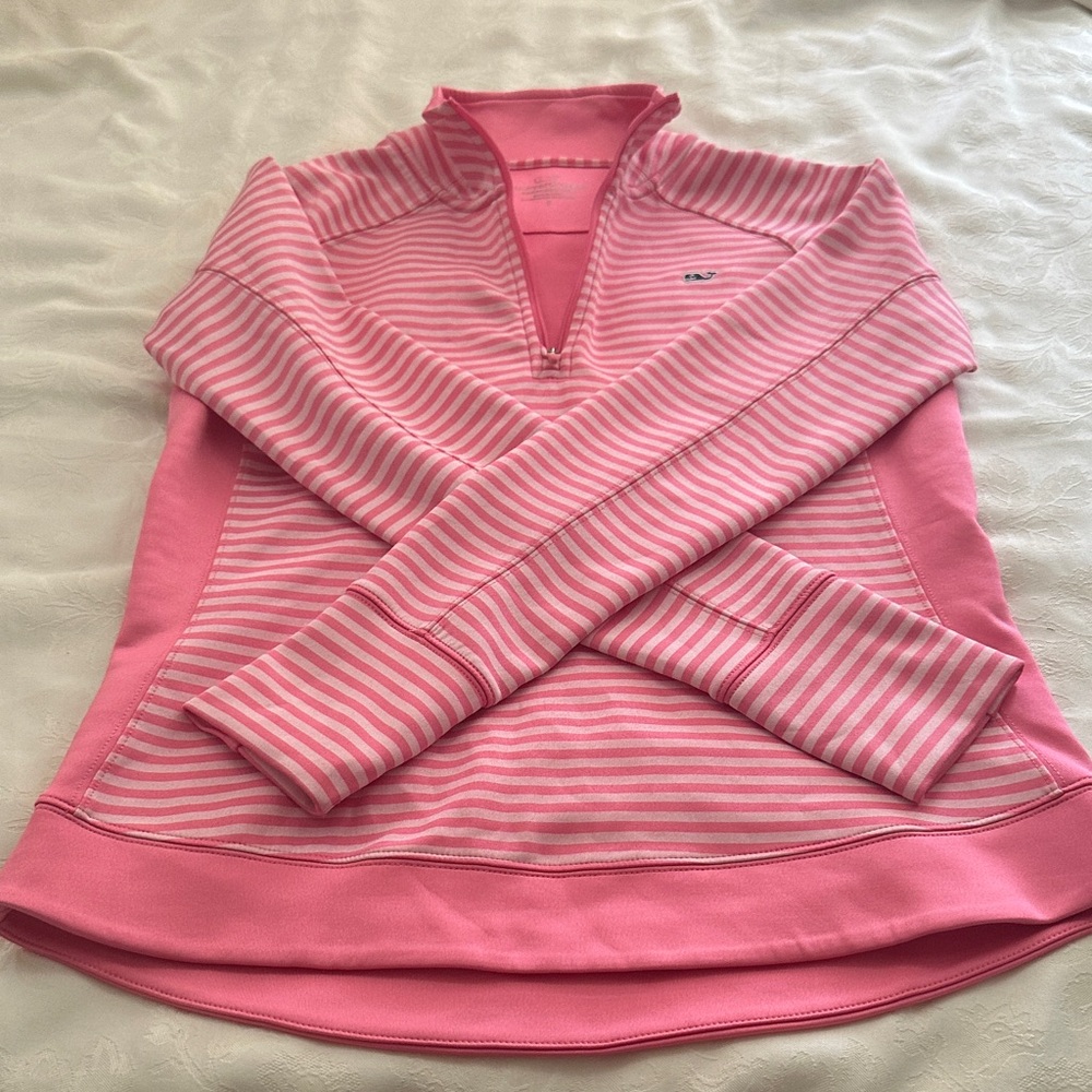 Vineyard Vines Pink Striped Half-Zip Pullover - Picture 3 of 6